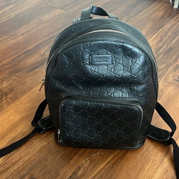 GUCCI Signature Pocket Backpack Guccissima Leather - Picture 1 of 9